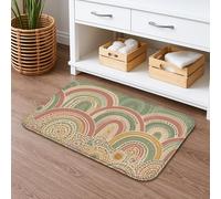Tapete de baño bohemio de secado rápido, diseño de arcoíris vintage, absorbente, antideslizante, de franela de primavera, lavable, para baño, 20 x 32 pulgadas