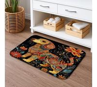 Tapete de baño colorido con diseño de perro, de secado rápido, antideslizante, floral, bohemio, lavable, para todo el año, para baño, inodoro, baño, decorativo, 20 x 32 pulgadas