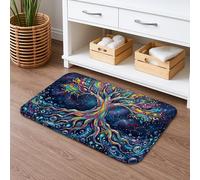 Tapete de baño colorido de secado rápido, diseño abstracto artístico, absorbente, antideslizante, tapete decorativo de franela lavable para baño, 16 x 24 pulgadas