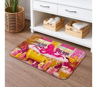 Tapete de baño colorido de secado rápido, diseño floral tropical vibrante, antideslizante, tapete decorativo de verano de franela lavable para baño, inodoro, baño, 16 x 24 pulgadas
