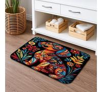 Tapete de baño colorido floral de secado rápido, bohemio, absorbente, antideslizante, lavable durante todo el año, para baño, inodoro, 16 x 24 pulgadas
