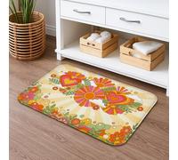 Tapete de baño colorido floral de secado rápido, diseño retro de corazón, absorbente, antideslizante, tapete decorativo de franela lavable para baño, inodoro, baño, 20 x 32 pulgadas