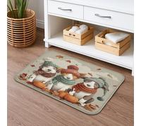 Tapete de baño con diseño de animales del bosque otoñal, lindos amigos en bufandas y sombreros, decoración de otoño, antideslizante, tapete de baño de espuma viscoelástica, lavable, 16 x 24 pulgadas