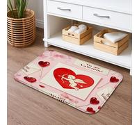 Tapete de baño con diseño de corazón de amor y Dios para el día de San Valentín, tapete de ducha antideslizante absorbente, tapete decorativo de franela lavable para baño, 20 x 32 pulgadas