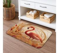 Tapete de baño con diseño de pájaros tropicales, estampado vintage de naranja y rojo, absorbente, antideslizante, de espuma viscoelástica, lavable, para baño, baño, baño, decorativo, 20 x 32 pulgadas