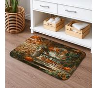 Tapete de baño con diseño de tigre otoñal, rústico, naranja, antideslizante, de espuma viscoelástica, lavable, para decoración de otoño, 20 x 32 pulgadas