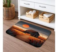 Tapete de baño con diseño rústico de granja y puesta de sol antideslizante, alfombra de baño decorativa de otoño de espuma viscoelástica, lavable, para baño, inodoro, baño, 16 x 24 pulgadas