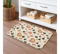 Tapete de baño con temática de sushi, de secado rápido, absorbente y antideslizante, tapete decorativo de verano de franela lavable para baño, inodoro, baño, 16 x 24 pulgadas