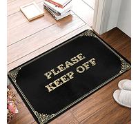 Tapete de baño con texto en inglés "Please Keep Off", con texto en inglés "Welcome-ish"