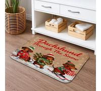 Tapete de baño Dachshund Through the Snow de secado rápido, tapete de ducha antideslizante para invierno, vacaciones, de franela, lavable, para decoración de baño, 16 x 24 pulgadas