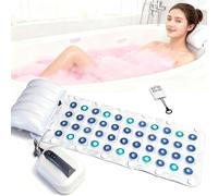 Tapete de baño de burbujas para bañera, 49 x 17 pulgadas, tapete de spa de cuerpo completo con 114 chorros de aire, luz de 7 colores, control remoto, 6 velocidades, para bañeras lisas