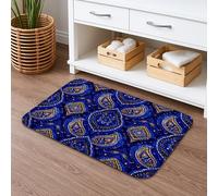 Tapete de baño de cachemira azul de secado rápido, elegante estilo marroquí, absorbente, antideslizante, tapete de ducha de espuma viscoelástica de invierno, lavable, para baño, baño, baño, decorativo