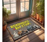 Tapete de baño de estilo rústico Roadhouse Rhythm: Classic Cars In Action Felpudo para puerta delantera, tapete de bienvenida para interiores y exteriores (40 x 60 cm)