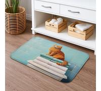 Tapete de baño de gato naranja acogedor, con ilustración de animales fantásticos, suave, antideslizante, de espuma viscoelástica, lavable, decoración de baño, 20 x 32 pulgadas