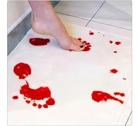 Tapete de baño de sangre de Halloween, tapete de baño de huella sangrienta que cambia de color, la hoja se vuelve roja cuando se moja, alfombra de baño antideslizante para puerta de baño de ducha