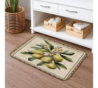 Tapete de baño de secado rápido, absorbente de hojas botánicas vintage, antideslizante, tapete decorativo de franela lavable para baño, inodoro, baño, 20 x 32 pulgadas