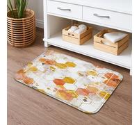 Tapete de baño de secado rápido con diseño abstracto amarillo y naranja, absorbente, antideslizante, de espuma viscoelástica de temporada, lavable, para baño, inodoro, decoración de 20 x 32 pulgadas