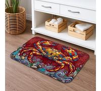 Tapete de baño de secado rápido con diseño artístico de cangrejo colorido, tapete de ducha antideslizante, de franela costera de verano, lavable, para baño, inodoro, baño, decorativo, 20 x 32 pulgadas