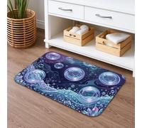 Tapete de baño de secado rápido con diseño de burbujas, tapete de ducha antideslizante, absorbente y colorido, de franela, lavable, para decoración de baño, 40,6 x 60,9 cm