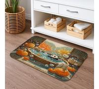 Tapete de baño de secado rápido con diseño de calabaza otoñal, antideslizante, tapete de ducha antideslizante, acogedor, de franela, lavable, para baño, inodoro, baño, decorativo, 16 x 24 pulgadas