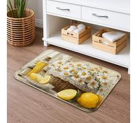 Tapete de baño de secado rápido con diseño de crisantemo de limón, decoración de cocina rústica, antideslizante, vintage, lavable, para baño, baño, baño, decoración, 40,6 x 61 cm