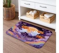 Tapete de baño de secado rápido con diseño de fantasmas de Halloween, absorbente y antideslizante, diseño de nubes violetas divertidas, de franela lavable, para baño, 16 x 24 pulgadas