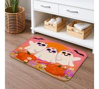 Tapete de baño de secado rápido con diseño de fantasmas de Halloween, tapete de ducha antideslizante absorbente y colorido de franela lavable para baño, inodoro, baño, decoración de 20 x 32 pulgadas