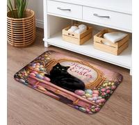 Tapete de baño de secado rápido con diseño de gato de Pascua feliz, diseño floral vintage, absorbente, antideslizante, alfombra de baño decorativa de primavera, lavable, para baño, inodoro, baño, 20 x