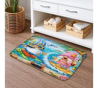 Tapete de baño de secado rápido con diseño de gnomo de verano, tapete de ducha antideslizante, divertido tapete de franela lavable para baño, inodoro, decorativo, 20 x 32 pulgadas