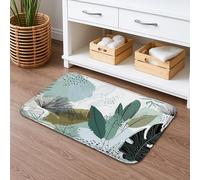 Tapete de baño de secado rápido con diseño de hojas abstractas, absorbente y antideslizante, de franela de temporada, lavable, para baño, inodoro, baño, decorativo, 20 x 32 pulgadas