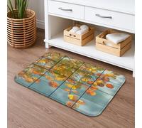 Tapete de baño de secado rápido con diseño de hojas de otoño, rústico, naranja, amarillo, floral, absorbente, antideslizante, acogedora, de espuma viscoelástica, lavable, para baño, baño, baño