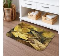 Tapete de baño de secado rápido con diseño de hojas de otoño, tapete de ducha antideslizante inspirado en la naturaleza, acogedora, de franela, lavable, para baño, inodoro, baño, 16 x 24 pulgadas