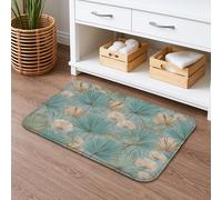 Tapete de baño de secado rápido con diseño de hojas tropicales, absorbente y antideslizante, de espuma viscoelástica suave para verano, lavable, para baño, inodoro, baño, decorativo, 20 x 32 pulgadas