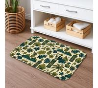 Tapete de baño de secado rápido con diseño de hojas tropicales, tapete de ducha antideslizante y absorbente de plantas verdes vintage, tapete de baño bohemio de franela lavable para baño, baño, baño