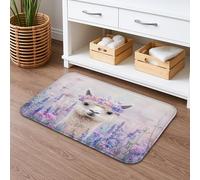 Tapete de baño de secado rápido con diseño de llama floral, color violeta pastel, absorbente, antideslizante, de espuma viscoelástica de primavera, lavable, para baño, inodoro, baño, decorativo, 16 x