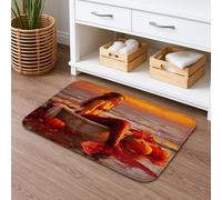 Tapete de baño de secado rápido con diseño de sirena, otoño, con escena de puesta de sol, absorbente, antideslizante, de franela, lavable, para decoración de baño, 40,6 x 60,9 cm