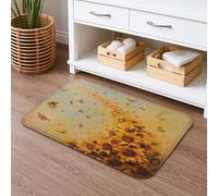 Tapete de baño de secado rápido con diseño floral de girasoles, tapete de ducha antideslizante y absorbente de flores amarillas, tapete de ducha de espuma viscoelástica, lavable, para baño, inodoro