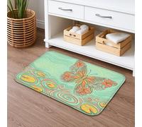 Tapete de baño de secado rápido con diseño floral de mariposas, patrón de hojas vintage, absorbente, antideslizante, decoración de primavera, alfombras de baño lavables para baño, inodoro, baño, 20 x