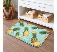 Tapete de baño de secado rápido con estampado de piña, hojas verdes tropicales, antideslizante, tapete de ducha antideslizante, de franela de verano, lavable, para baño, inodoro, baño, 16 x 24