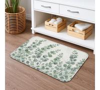 Tapete de baño de secado rápido con hojas de eucalipto, absorbente y antideslizante, de franela de primavera, lavable, para decoración de baño, 40,6 x 60,9 cm