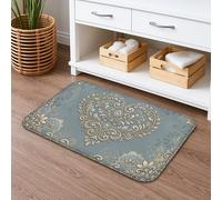 Tapete de baño de secado rápido con patrón de corazón, vintage, floral, decorativo, antideslizante, romántico, para el hogar, lavable, para baño, inodoro, baño, 16 x 24 pulgadas