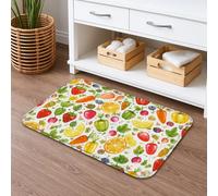 Tapete de baño de secado rápido con patrón de frutas coloridas, tapete de ducha antideslizante absorbente floral vibrante, tapete decorativo de franela lavable para baño, inodoro, baño, 16 x 24
