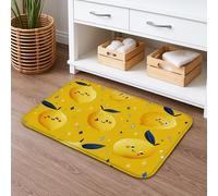Tapete de baño de secado rápido con patrón de limón, absorbente de frutas amarillas, antideslizante, tapete decorativo de primavera de franela lavable para baño, inodoro, baño, 16 x 24 pulgadas