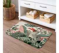 Tapete de baño de secado rápido con patrón de pájaros tropicales, hojas botánicas vintage, absorbente, antideslizante, tapete de ducha de espuma viscoelástica de verano, lavable, para baño, inodoro
