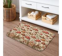 Tapete de baño de secado rápido con patrón de setas, tapete de ducha antideslizante y botánico vintage, lavable, de franela otoñal, para baño, inodoro, baño, decorativo, 20 x 32 pulgadas