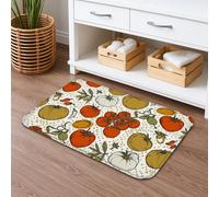 Tapete de baño de secado rápido con patrón de tomates, tapete de ducha antideslizante absorbente de frutas rústicas, tapete decorativo de otoño de franela lavable para baño, inodoro, baño, 16 x 24