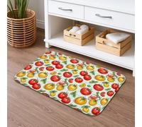 Tapete de baño de secado rápido con patrón de tomates, tapete de ducha antideslizante de frutas vintage, tapete de baño lavable de franela de verano para decoración de baño, inodoro, 16 x 24 pulgadas
