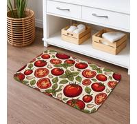 Tapete de baño de secado rápido con patrón de tomates, tapete de ducha de estilo vintage rústico, absorbente, antideslizante, tapete decorativo de franela lavable para baño, inodoro, baño, 16 x 24