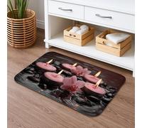 Tapete de baño de secado rápido con piedras de vela de orquídea, elegante, floral, relajante, absorbente, antideslizante, inspirado en el spa, alfombras de baño lavables para baño, inodoro, baño
