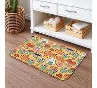 Tapete de baño de secado rápido con temática de sushi, divertido tapete de ducha absorbente de dibujos animados colorido, tapete de ducha antideslizante decorativo de verano de franela lavable para